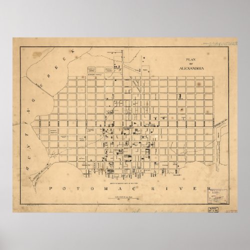 Vintage Map of Alexandria Virginia 1862 Poster