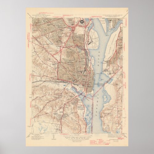 Vintage Map of Alexandria Virginia 1945 Poster