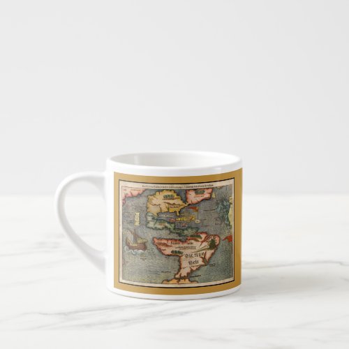 Vintage Map of America by Sebastian Munster Espresso Cup