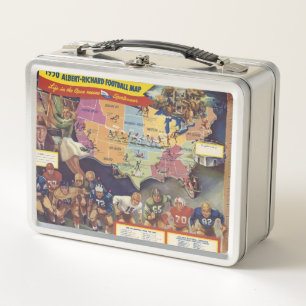 Vintage Map of American Football from the 1950s Metal Lunch Box