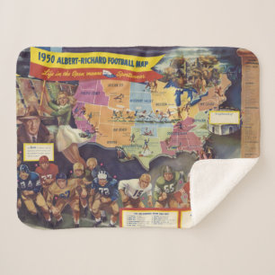 Vintage Map of American Football from the 1950s Sherpa Blanket