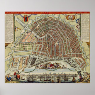Vintage Map of Amsterdam (1688) Poster