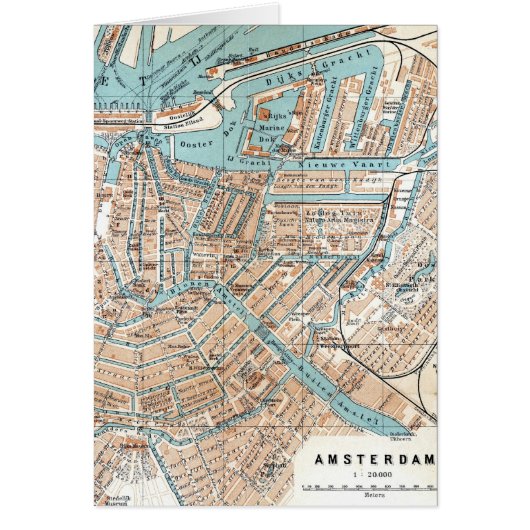 Vintage Map of Amsterdam (1905) Cards (Front)