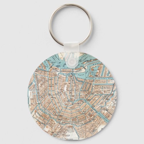 Vintage Map of Amsterdam 1905 Keychain