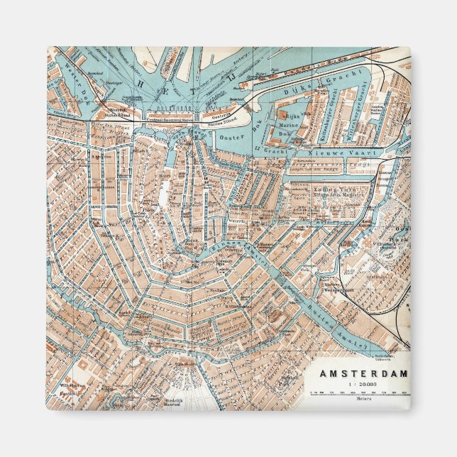 Vintage Map of Amsterdam (1905) Magnet (Front)