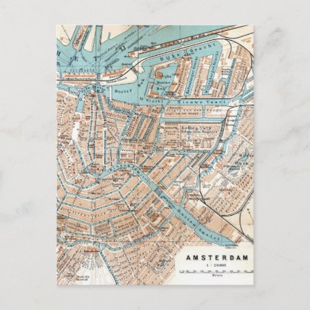 Vintage Map Of Amsterdam (1905) Postcard