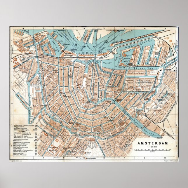 Vintage Map of Amsterdam (1905) Poster (Front)