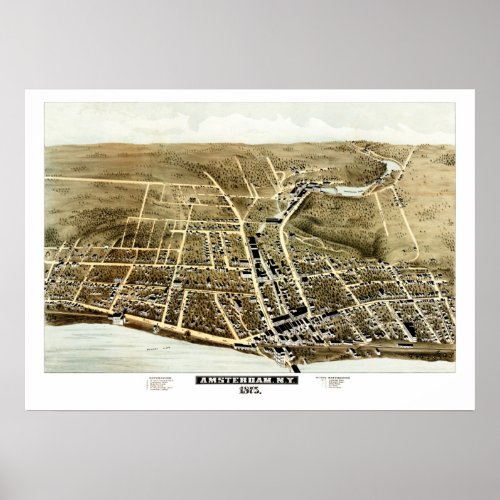 Vintage map of Amsterdam NY in 1875 Poster