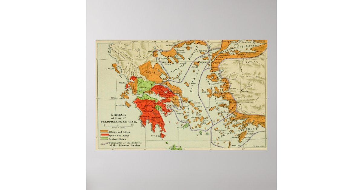 Vintage Map of Ancient Greece (1904) Poster | Zazzle