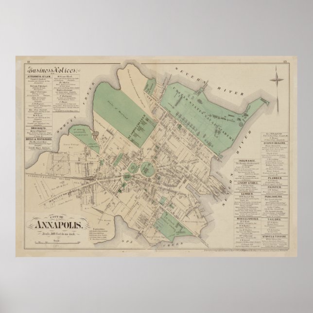 Vintage Map of Annapolis MD (1878) Poster (Front)