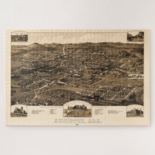 Vintage Map of Anniston Alabama 1887 Jigsaw Puzzle