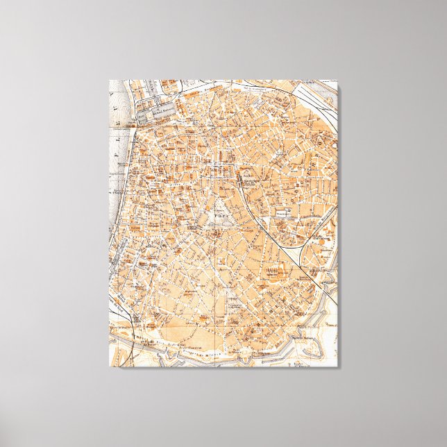 Vintage Map of Antwerp Belgium (1905) Canvas Print (Front)