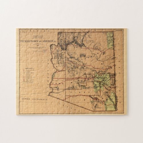 Vintage Map of Arizona 1876 Jigsaw Puzzle