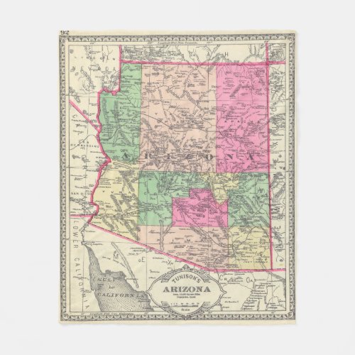 Vintage Map of Arizona 1881 Fleece Blanket