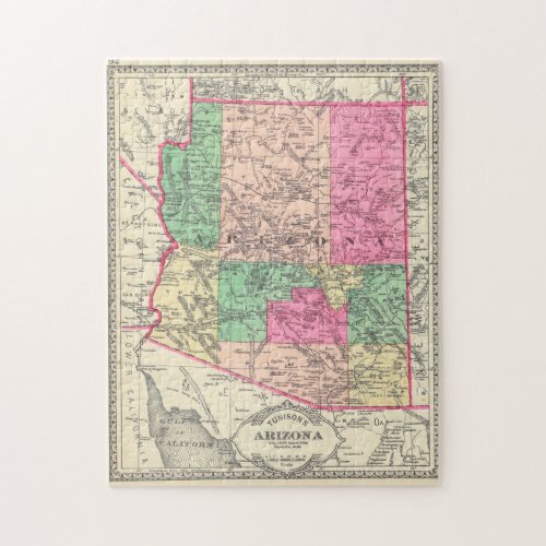 Vintage Map of Arizona 1881 Jigsaw Puzzle