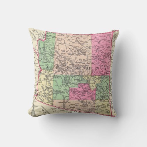 Vintage Map of Arizona 1881 Throw Pillow