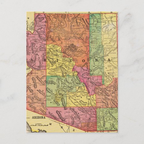 Vintage Map of Arizona 1909 Postcard