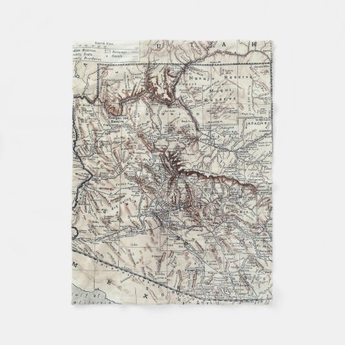 Vintage Map of Arizona 1911 Fleece Blanket