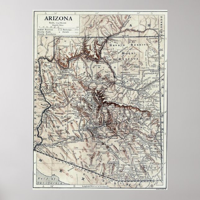 Vintage Map of Arizona (1911) Poster (Front)
