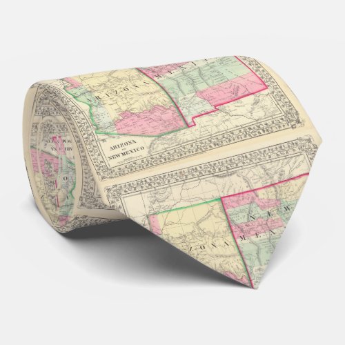 Vintage Map of Arizona and New Mexico 1867 Neck Tie