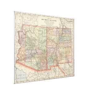 Vintage Map of Arizona and New Mexico (1891) Canvas Print