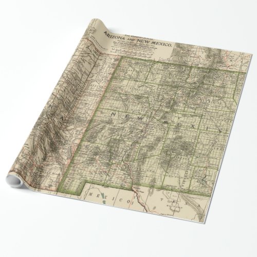 Vintage Map of Arizona and New Mexico 1899 Wrapping Paper