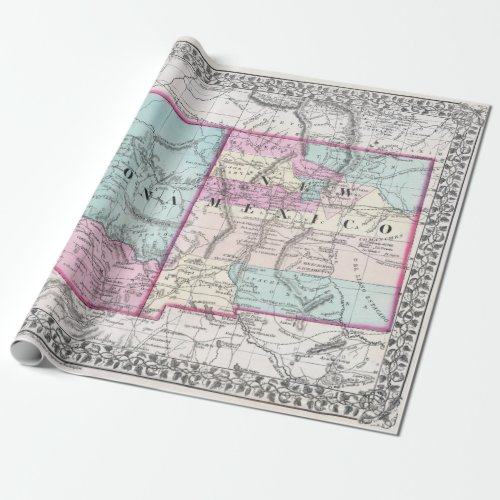 Vintage Map of Arizona and New Mexico Wrapping Paper