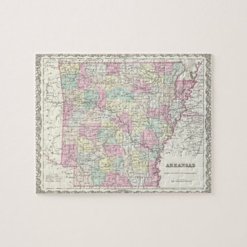 Vintage Map of Arkansas 1855 Jigsaw Puzzle