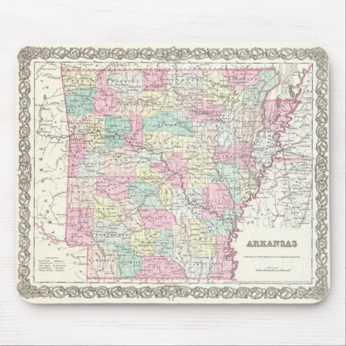 Vintage Map of Arkansas 1855 Mouse Pad