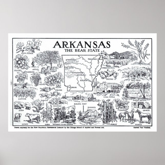Vintage Map of Arkansas (1912) Poster (Front)