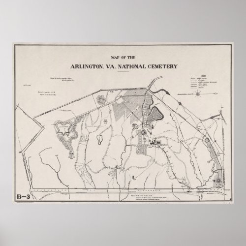 Vintage Map of Arlington National Cemetery 1901 Poster