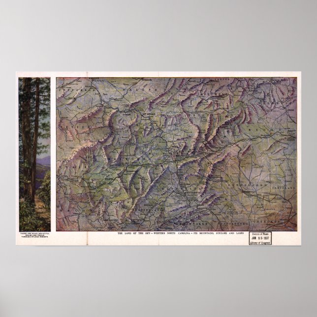 Vintage Map of Asheville North Carolina Poster (Front)