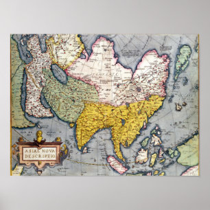 Vintage Map of Asia 1580 Poster
