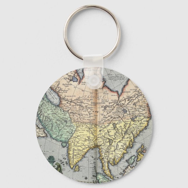 Vintage Map of Asia | 1592 Keychain (Front)