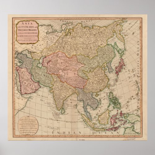 Vintage Map of Asia 1799 Poster