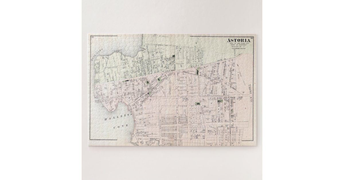 Vintage Map of Astoria NY (1873) Jigsaw Puzzle Zazzle