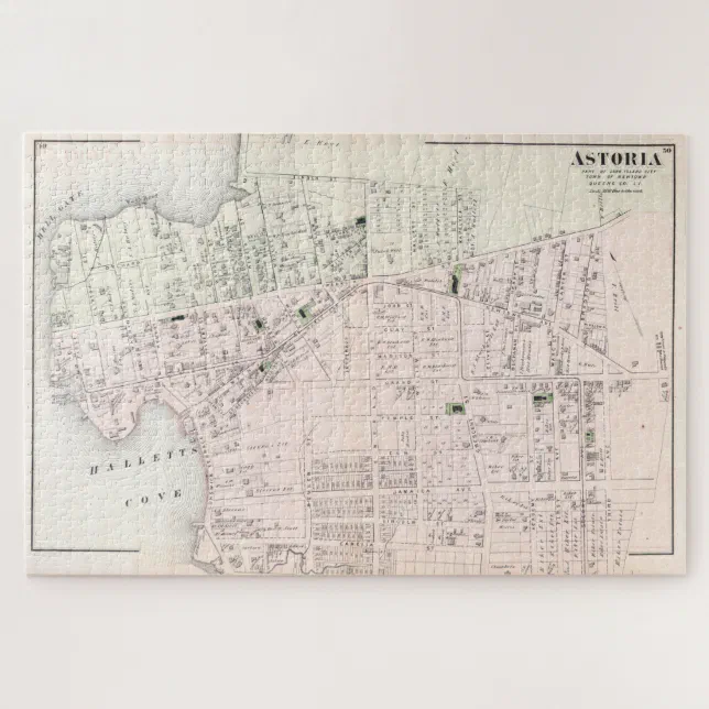 Vintage Map of Astoria NY (1873) Jigsaw Puzzle Zazzle