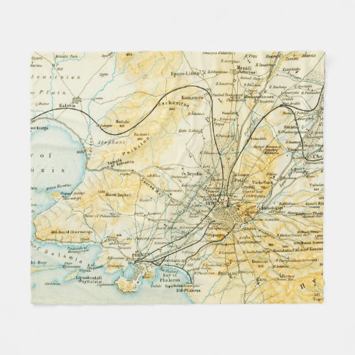 Vintage Map of Athens Greece 1894 Fleece Blanket