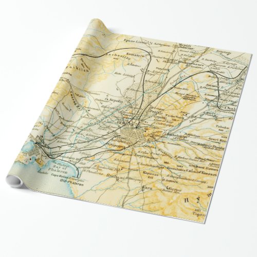 Vintage Map of Athens Greece 1894 Wrapping Paper