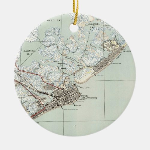 Vintage Map of Atlantic City NJ 1941 Ceramic Ornament