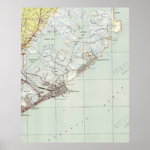 Vintage Map of Atlantic City NJ 1941 Poster