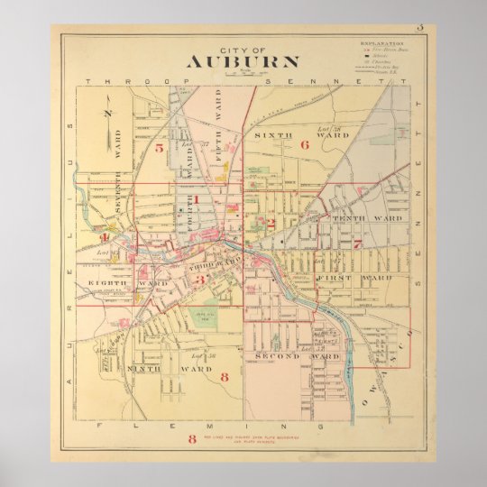 Vintage Map of Auburn NY (1904) Poster | Zazzle.com