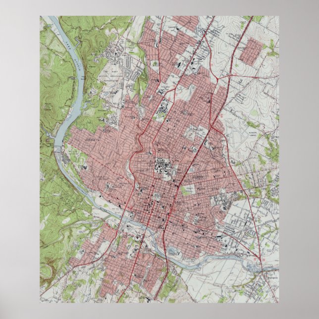 Vintage Map of Austin Texas (1955) Poster (Front)