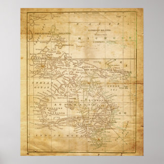 Vintage Map of Australasia archival print