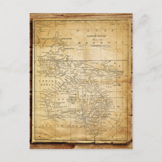 Vintage Map of Australasia Postcard