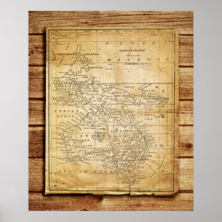 Vintage Map of Australasia Poster