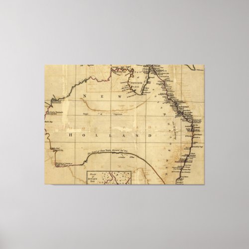 Vintage Map of Australia 1700s Canvas Print