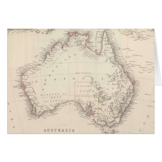 Vintage Map of Australia (1848) Cards (Front Horizontal)