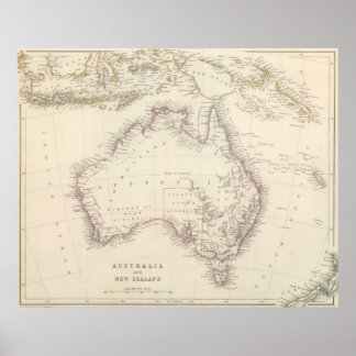 Vintage Map of Australia (1848) Poster