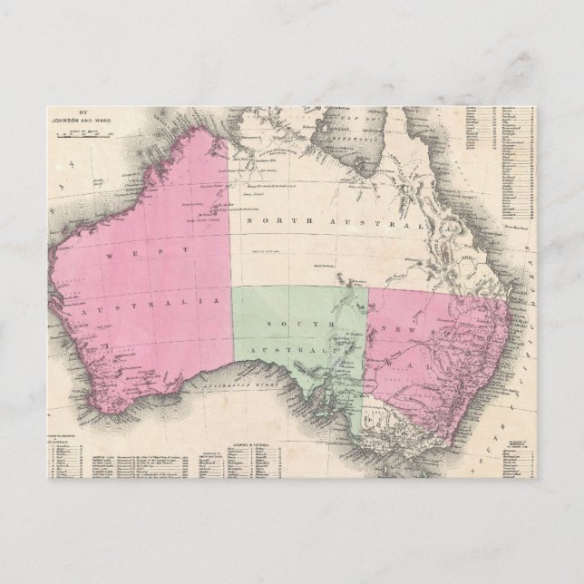 Vintage Map of Australia (1862) Postcard (Front)